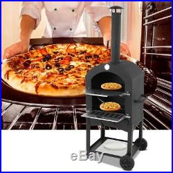 Outdoor Steel Pizza Oven With Stone Wood Fired BBQ Grill Black Steel UK