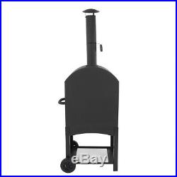 Outdoor Steel Pizza Oven With Stone Wood Fired BBQ Grill Black Steel UK