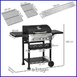 Outsunny 3+1 Burner Propane Gas Barbecue Grill with Thermometer, Bottle Opener