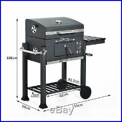 Outsunny Charcoal Grill BBQ Barbecue Trolley Garden Backyard With Shelves Wheels