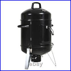 Outsunny Charcoal Smoker Grill Metal Outdoor BBQ Smoking with Thermometer Black