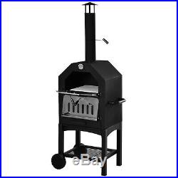 Outsunny Outdoor Pizza Oven Charcoal BBQ Grill 2-Tier Freestanding with Chimney