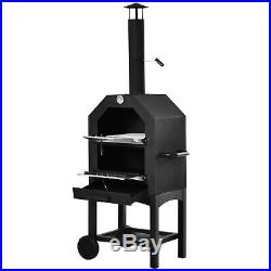 Outsunny Outdoor Pizza Oven Charcoal BBQ Grill 2-Tier Freestanding with Chimney