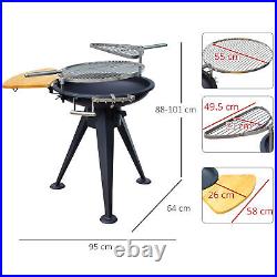 Outsunny Patio Fire Pit Barbecue Double Grill Stove Outdoor Brazier Burner BBQ