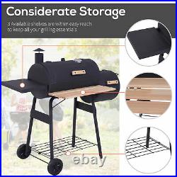 Outsunny Portable Charcoal BBQ Grill Steel Offset Smoker Combo Backyard