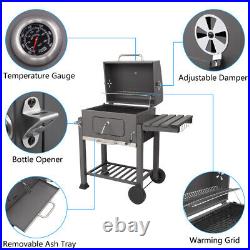 Oven Charcoal Big Square BBQ Grill Garden Barbecue Trolley Outdoor With Wheels