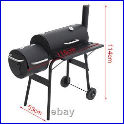 Patio Barbeque Smoker Grill Charcoal Cooking Grille BBQ Smoking Barrel Trolley