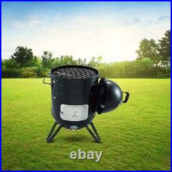 Peng Premium Barrel Style Charcoal Barbeque Grill & Smoker For Outdoor Camping