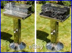 Pillar Bbq Barbecue Charcoal Stainless Steel Adjustable Height Grill Cooking