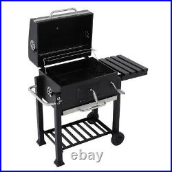 Portable BBQ Barbecue Grill Trolley Barbecue Shelf Patio Outdoor Heating Smoker