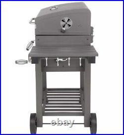 Portable BBQ Charcoal Grill Barbecue Smoker With Side Table Outdoor Garden