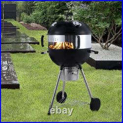 Portable Barbecue Charcoal BBQ Grill Smoker Backyard Roaster Wheels Pizza Oven