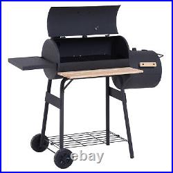 Portable Charcoal BBQ Grill Steel Offset Smoker Combo Backyard