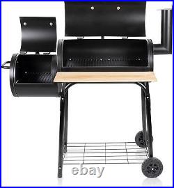 Portable Charcoal BBQ Grill Steel Offset Smoker Combo Backyard Chimney