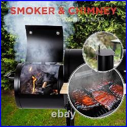 Portable Charcoal BBQ Grill Steel Offset Smoker Combo Backyard Chimney
