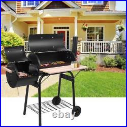 Portable Charcoal BBQ Grill Steel Offset Smoker Combo Outdoor Garden Backyard UK