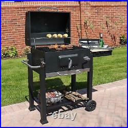 Portable Charcoal BBQ Grill Steel Offset Smoker Thermometer Garden Backyard