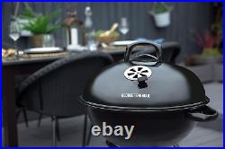 Portable Charcoal BBQ Grill with Adjustable Vent, Thermometer, Stand & 2 Wheels