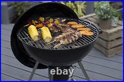 Portable Charcoal BBQ Grill with Adjustable Vent, Thermometer, Stand & 2 Wheels