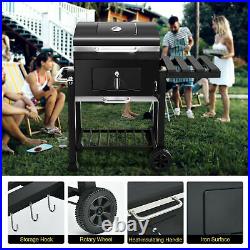 Portable Charcoal Grill BBQ Offset Smoker Combo with Wheels & Side Table Camping