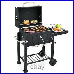 Portable Charcoal Grill Warming & Cooking Area BBQ Offset Smoker Combo withWheels