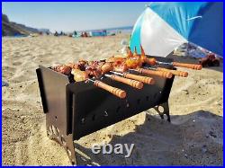 Portable Flat Pack Fire Pit, BBQ Fishing Hiking Grill Kebab Mercedes Benz Gift
