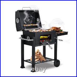 Portable Large BBQ Charcoal Grill Barbecue Smoker Outdoor Garden With Side Table