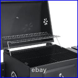 Portable Large BBQ Charcoal Grill Barbecue Smoker With Side Table Outdoor Garden