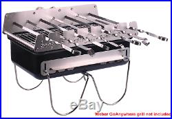 Rotisserie Add On Kit for Weber Go Anywhere BBQ Charcoal Grill Rotating Skewers