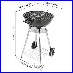 Round Garden Kettle Charcoal BBQ Grill Outdoor Barbecue Party Camping with Wheel
