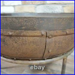 Rustic Outdoor Fire Pit Bowl BBQ Round Garden Patio Kadai Barbecue Grill