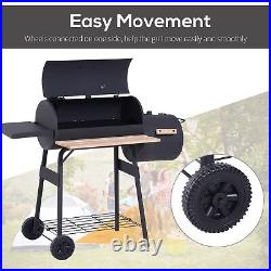 Smoker BBQ Trolley Charcoal Barbecue Grill Patio Black Outdoor Garden Heating