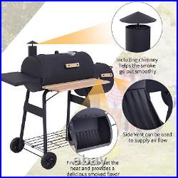 Smoker BBQ Trolley Charcoal Barbecue Grill Patio Black Outdoor Garden Heating
