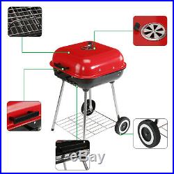 Smoker Meat Charcoal Trolley BBQ Garden Rack Barbecue Grill Plate Powder Wheels