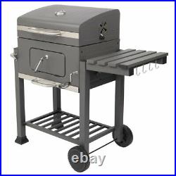 Square Oven Charcoal Grill Outdoor Smoker with Side Shelf BBQ Picnic Patio Cooking
