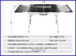 Stainless Barbecue Grill Charcoal Folding Stove Camp Outdoor Large Stable Burner