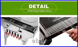 Stainless Barbecue Grill Charcoal Folding Stove Camp Outdoor Large Stable Burner