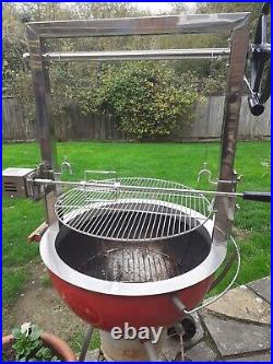 Stainless Round Santa Maria Kettle BBQ Rotisserie & Adjustable Cooking Grill