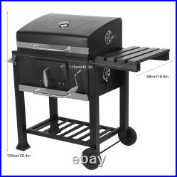 Steel BBQ Barbecue Charcoal Grill with Wheels Portable Outdoor Party Patio Garden