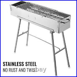 VEVOR Charcoal BBQ Grill 32×8 Inch Outdoor Barbecue Charcoal Grill Stainless