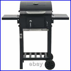 VidaXL Charcoal-Fueled BBQ Grill with Bottom Shelf Black Freestanding Barbecue