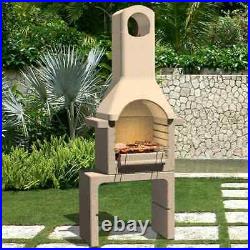 VidaXL Concrete Charcoal BBQ Stand with Chimney Outdoor Patio Barbecue Grill