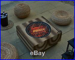 Wood Effect Fire Pit Brazier Mesh Spark Guard Bbq Grill Poker/iron Mgo Material