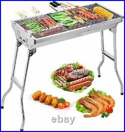 XLarge Stainless Steel BBQ Grill Portable Folding Outdoor Charcoal Barbeque Pit