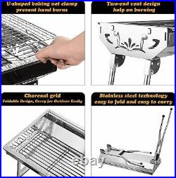 XLarge Stainless Steel BBQ Grill Portable Folding Outdoor Charcoal Barbeque Pit