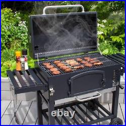 XXL BBQ Smoker Charcoal Barbecue Grill Portable Trolley Outdoor Garden & Cover