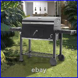 XXL Outdoor BBQ Steak & Chicken Barbecue Charcoal Smoker Grill Wheels Side Table