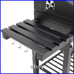 XXL Outdoor BBQ Steak & Chicken Barbecue Charcoal Smoker Grill Wheels Side Table