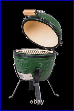 YNNI 14 Green Ceramic Kamado Oven BBQ Grill Egg with Stand TQ0014GR