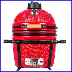 YNNI 15.7 inch Red Kamado Oven BBQ Grill Egg with Stand NEW MODEL TQ0015RE